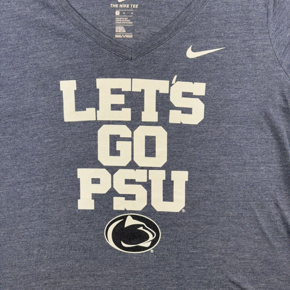 Penn State Nike Lets Go PSU T Shirt V Neck Womens M Athletic Cut Short Sleeve